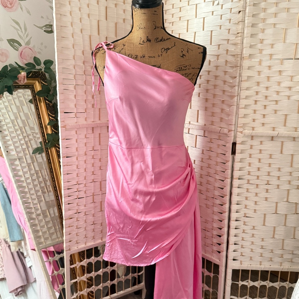 Pink One-Shoulder Dress